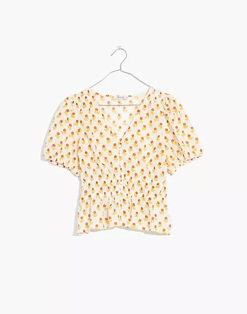 Sophia Short-Sleeve Top in Wild Calendula Block-Print | Madewell
