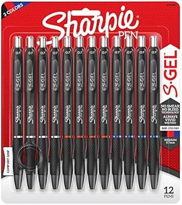 Sharpie S-Gel, Gel Pens, Medium Point (0.7mm), Assorted Colors, 12 Count | Amazon (US)