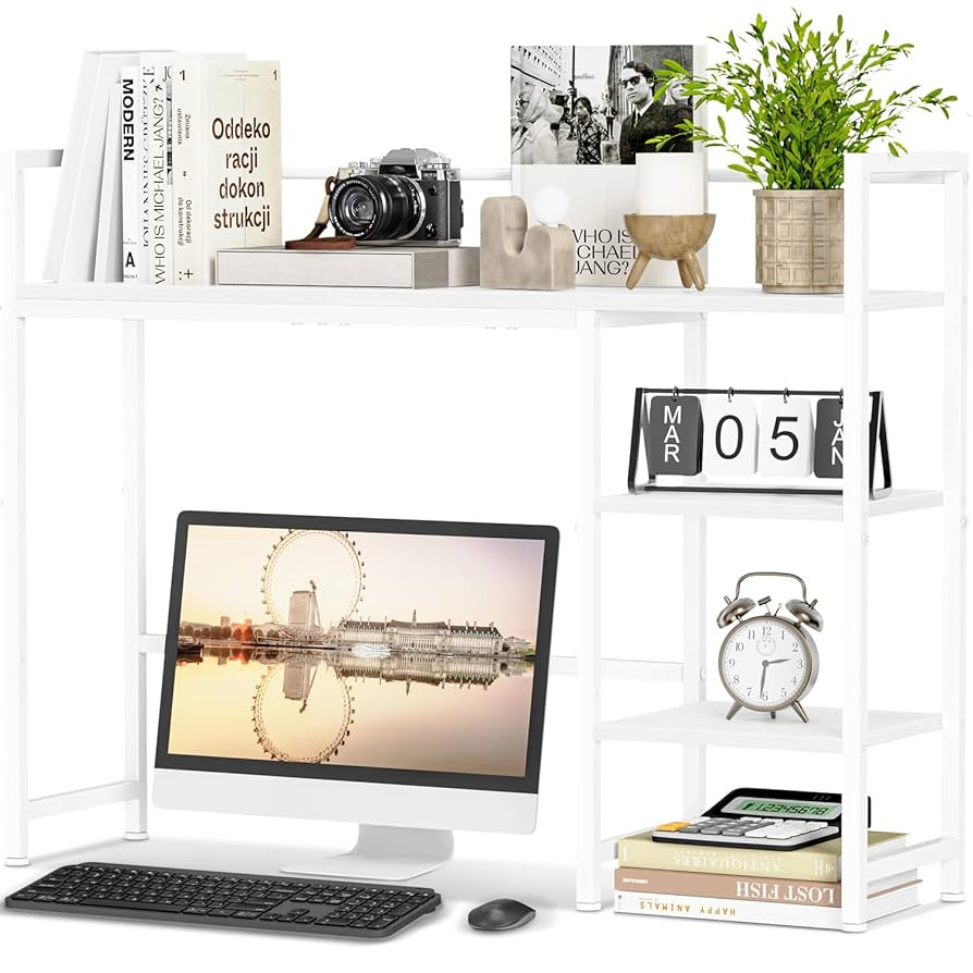 Snughome Desk Shelf, 38.6" Desktop Organizer Shelf, Desk Hutch for Computer Monitor, 4 Tier Deskt... | Amazon (US)
