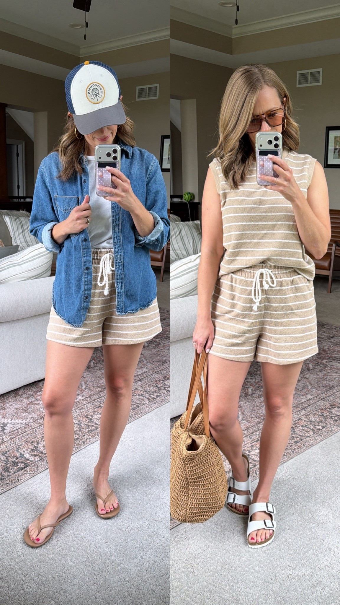 These shorts are fabulous! They come as a matching set (tank or long sleeve) but are cute dressed other ways! In a small.