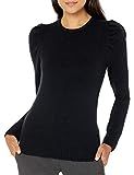 Amazon Brand - Lark & Ro Women's Boucle Puff Long Sleeve Crew Neck Sweater, BLACK, Small | Amazon (US)