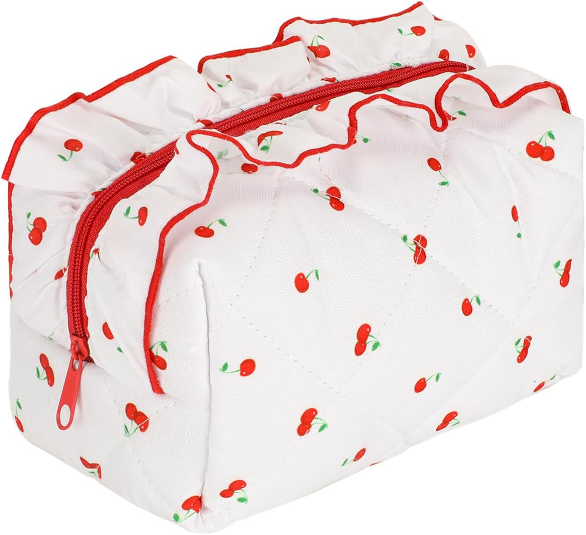 Cute Small Floral Cotton Makeup Bag, Quilted Zipper Pouch with Coquette Bear for Women and Girls,... | Amazon (US)