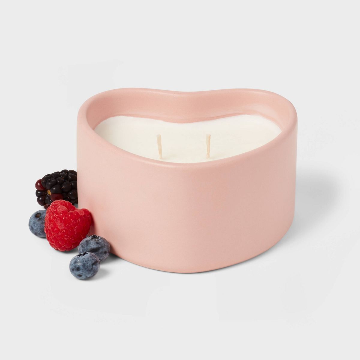 2-Wick 8oz Ceramic Heart Shaped Candle Casual Pink - Threshold™ | Target