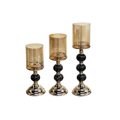 Essential Decor & Beyond 3PC Glass Candle Holder Gold | Target