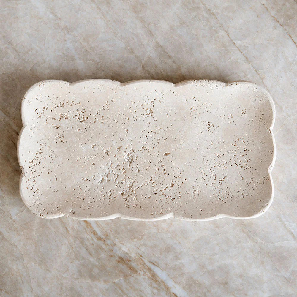 Travertine Petal Tray | Roan Iris