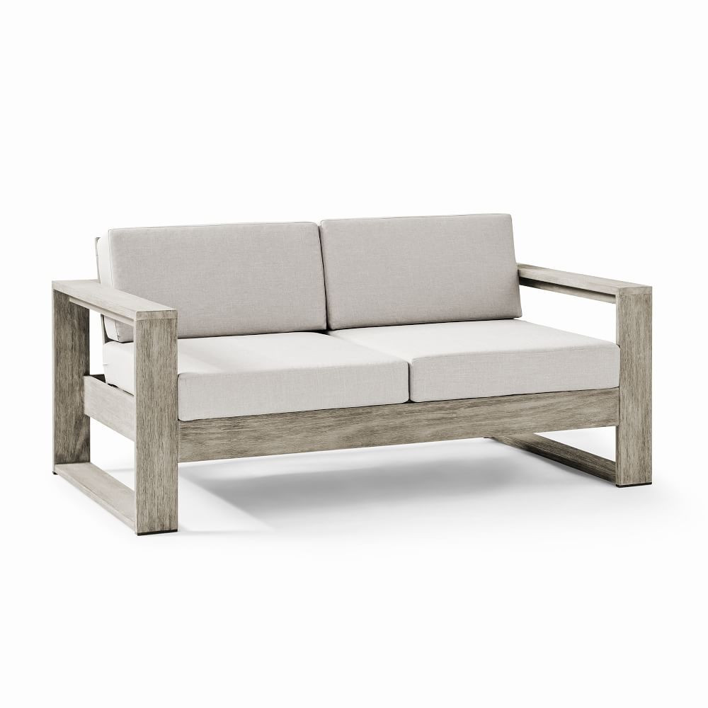 Portside Outdoor Loveseat, Weathered Gray | West Elm (US)