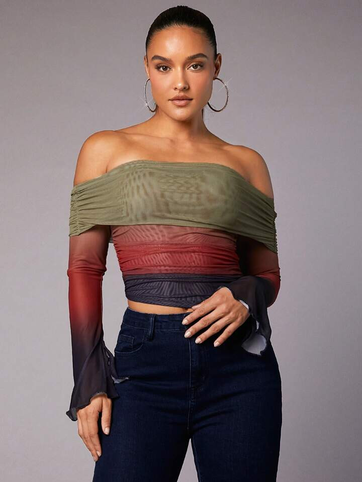 SHEIN BAE Valentine's Day And New Year'S Eve Tube Top Off-Shoulder One-Shoulder Long-Sleeved Sexy... | SHEIN