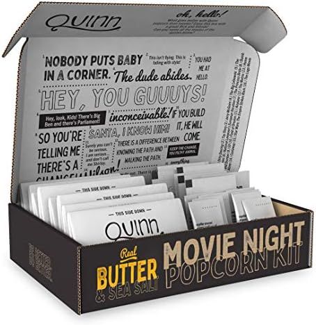Quinn Movie Night Popcorn Real Butter & Sea Salt Kit, Non-Gmo, Organic Popcorn Kernels, (8 bags) | Amazon (US)