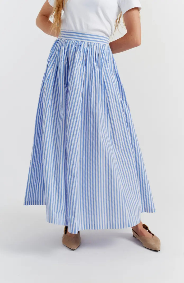 Chinti & Parker Cotton Oxford A-Line Stripe Skirt | Nordstrom | Nordstrom