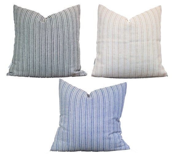 Stripe Throw Pillow, 18x18, 20x20, 12x20, Black Pillows, Tan Pillows, Blue Pillows, Throw Pillow ... | Etsy (US)