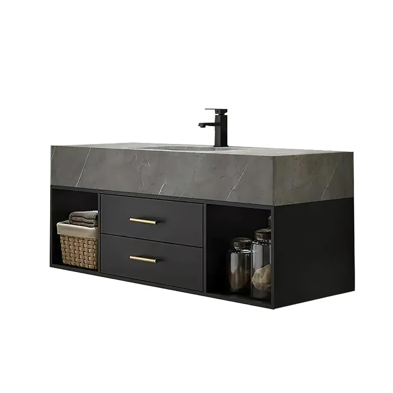 Ricou 39.4'' Wall Mounted Single Bathroom Vanity with Stone Vanity Top | Wayfair North America