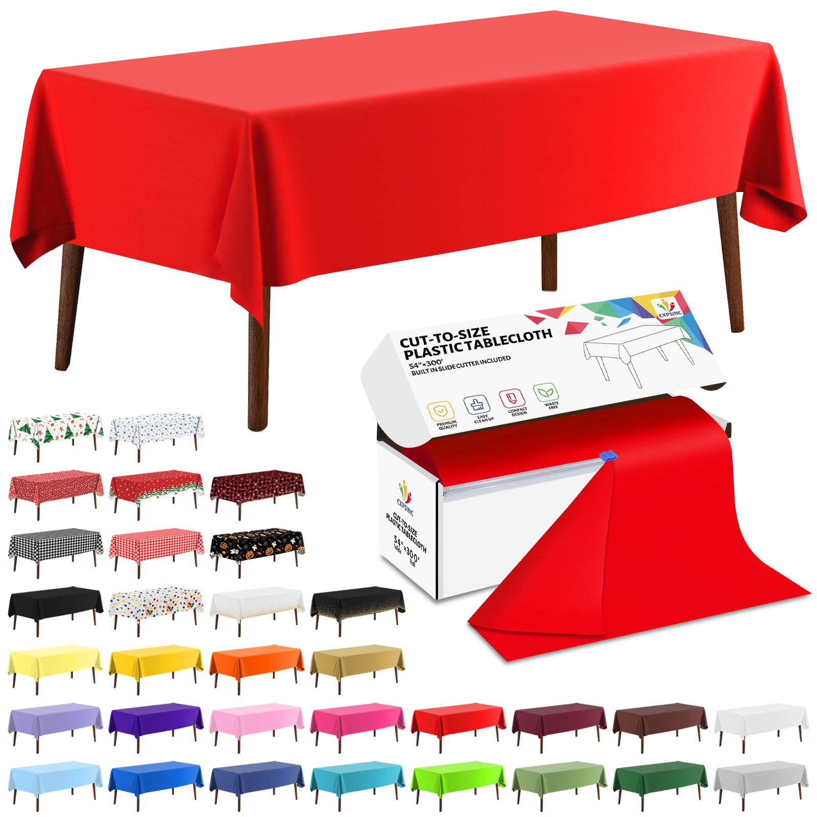CXPSINC 54 Inch X 300 Feet Plastic Table Cover Roll Disposable Tablecloth with Slide Cutter for A... | Amazon (US)