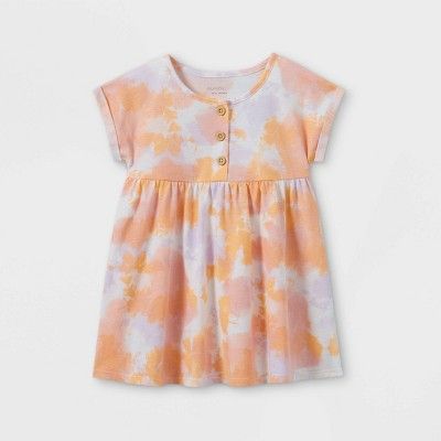 Grayson Mini Toddler Girls' Tie-Dye Henley Knit Dress - Pink | Target