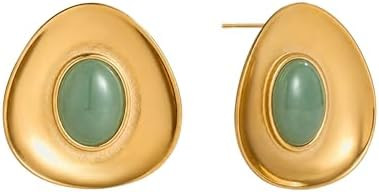 Isla Earrings | Green Aventurine Stone 18k Gold Statement Earrings for Women – Chunky Gold Stud... | Amazon (US)