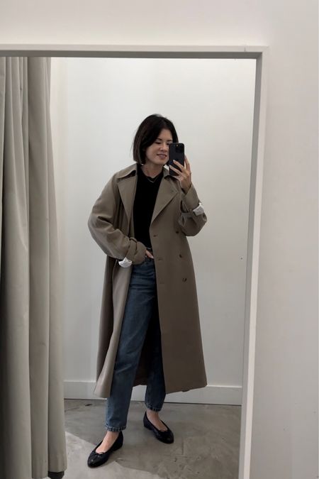 ON SALE!! Oak and Fort oversized trench. I’m wearing size xs here. It’s fairly oversized. I also tried xxs. If you want to wear thick thick sweatshirts, stick to your regular size. Otherwise size down 

#LTKCyberWeek