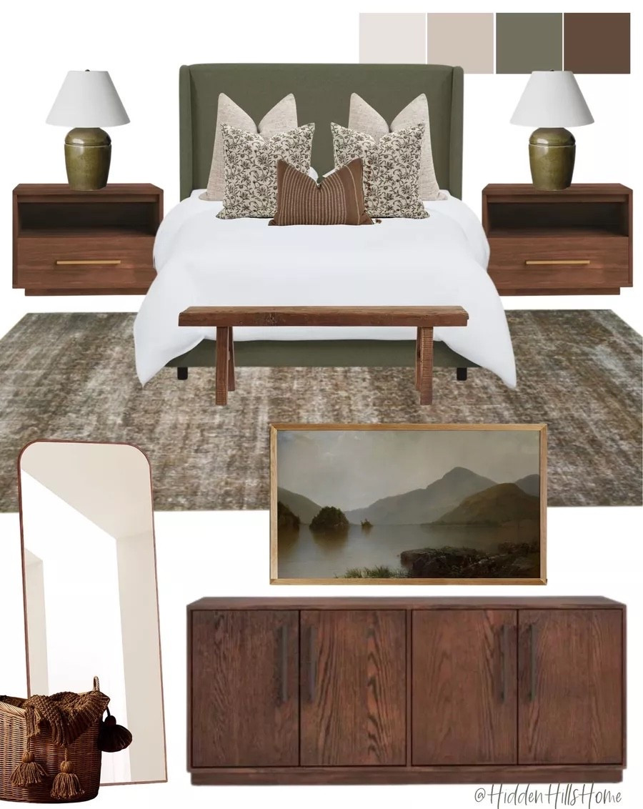 bedroom decor, home decor, primary bedroom decor mood board, green and brown bedroom, bedroom inspiration, bedroom decor ideas #Bedroom

#LTKSaleAlert #LTKHome #LTKSeasonal