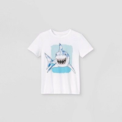 Boys' Short Sleeve Smiling Shark Graphic T-Shirt - Cat & Jack™ White | Target