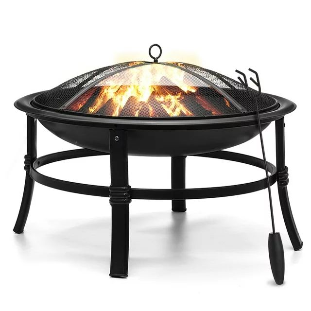 KingSo 26 inch Fire Pit for Outdoor Round Wood Burning Fire Pit Bowl for Camping Picnic Bonfire P... | Walmart (US)