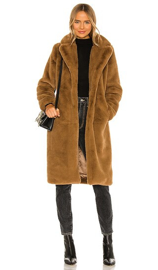 Apparis Siena Faux Fur Coat in Brown. - size S (also in L, M, XS) | Revolve Clothing (Global)