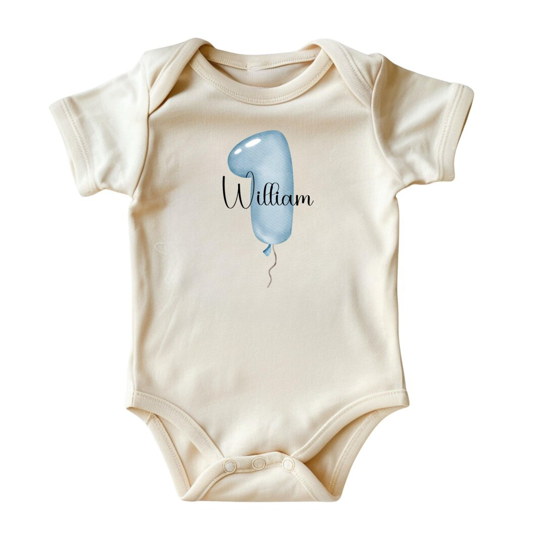 Custom Age and Name Balloon Onesie® • Personalized Baby Birthday Outfit • Natural Color Baby... | Etsy (US)