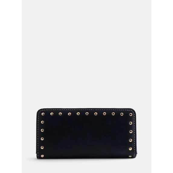 Scenario Women's Slim Studded Wallet, Black | Walmart (US)