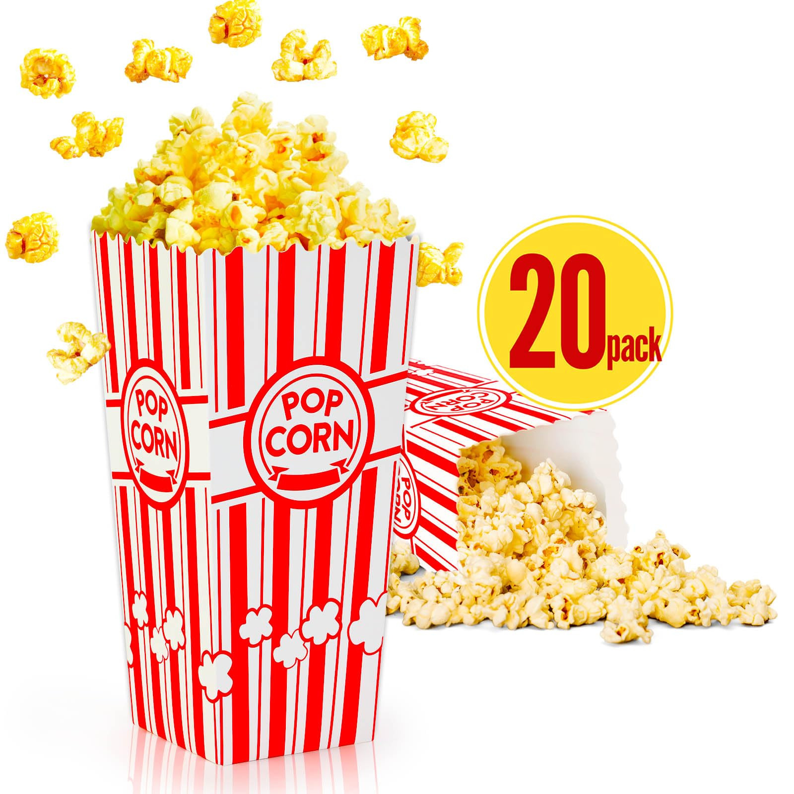 ZEEGO0 20-Pack Popcorn Boxes, Sturdy and Durable Popcorn Bucket, Large Capacity Popcorn Container... | Amazon (US)
