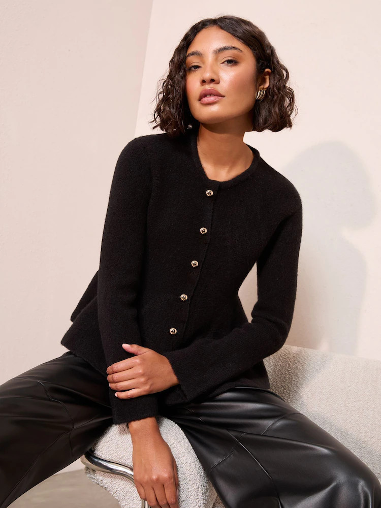 Buy Friends Like These Black Peplum Cardigan from Next Ireland | Next EU