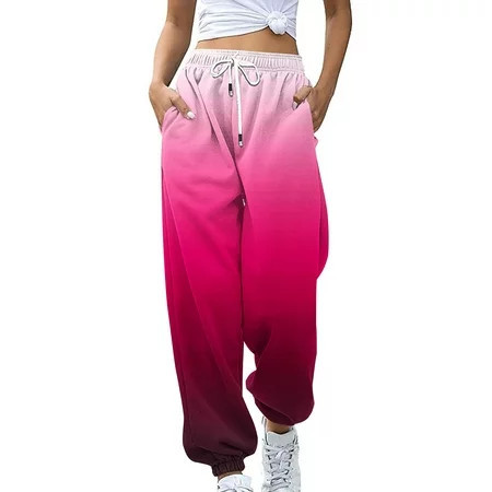 SBYOJLPB Women s Color Sweatpants Drawstring Jogger Sweat Pants Cinch Bottom Casual Workout Running Lounge Loose Pocket Trousers Hot Pink 10(XL) | Walmart (US)