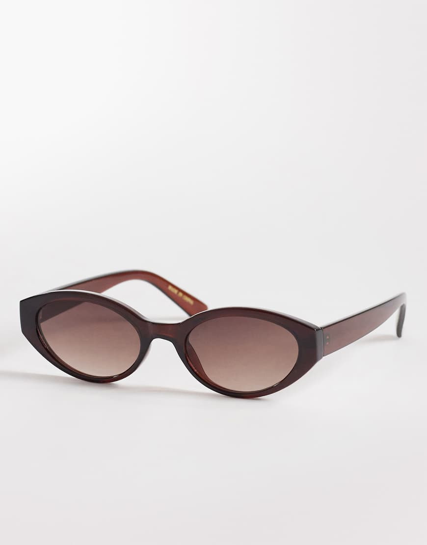 Mango cat eye oval sunglasses in brown | ASOS (Global)