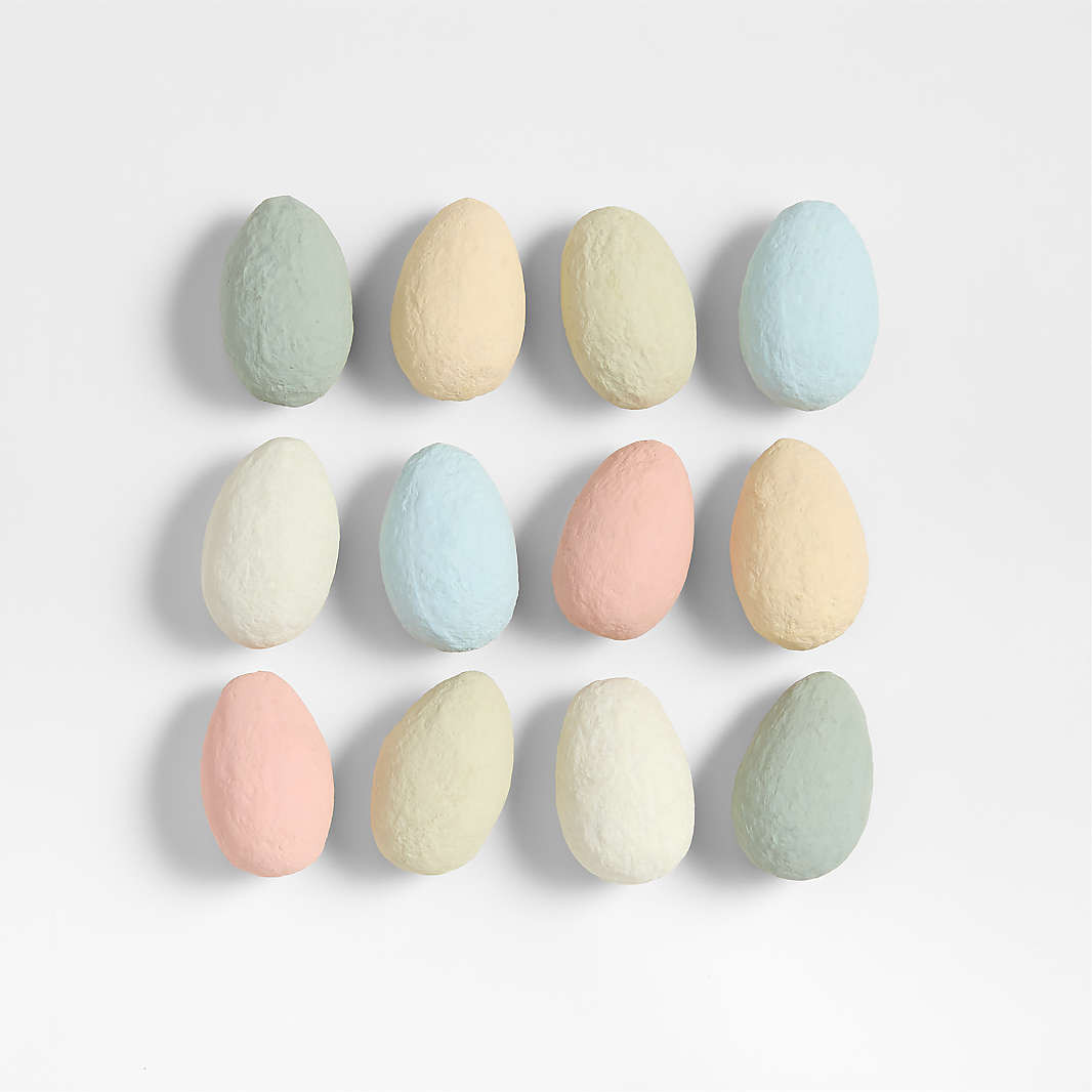 Pastel Colored Cotton Mache Decorative Easter Eggs, Set of 12 | Crate & Barrel