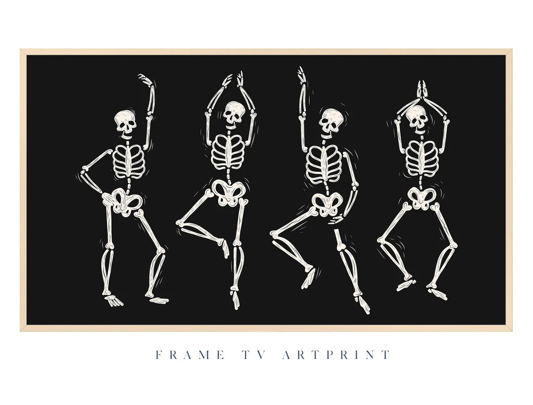 Samsung Frame TV art | "Skeleton Party Set of 2" | Halloween | Traditional | Landscape | Farmhous... | Etsy (US)