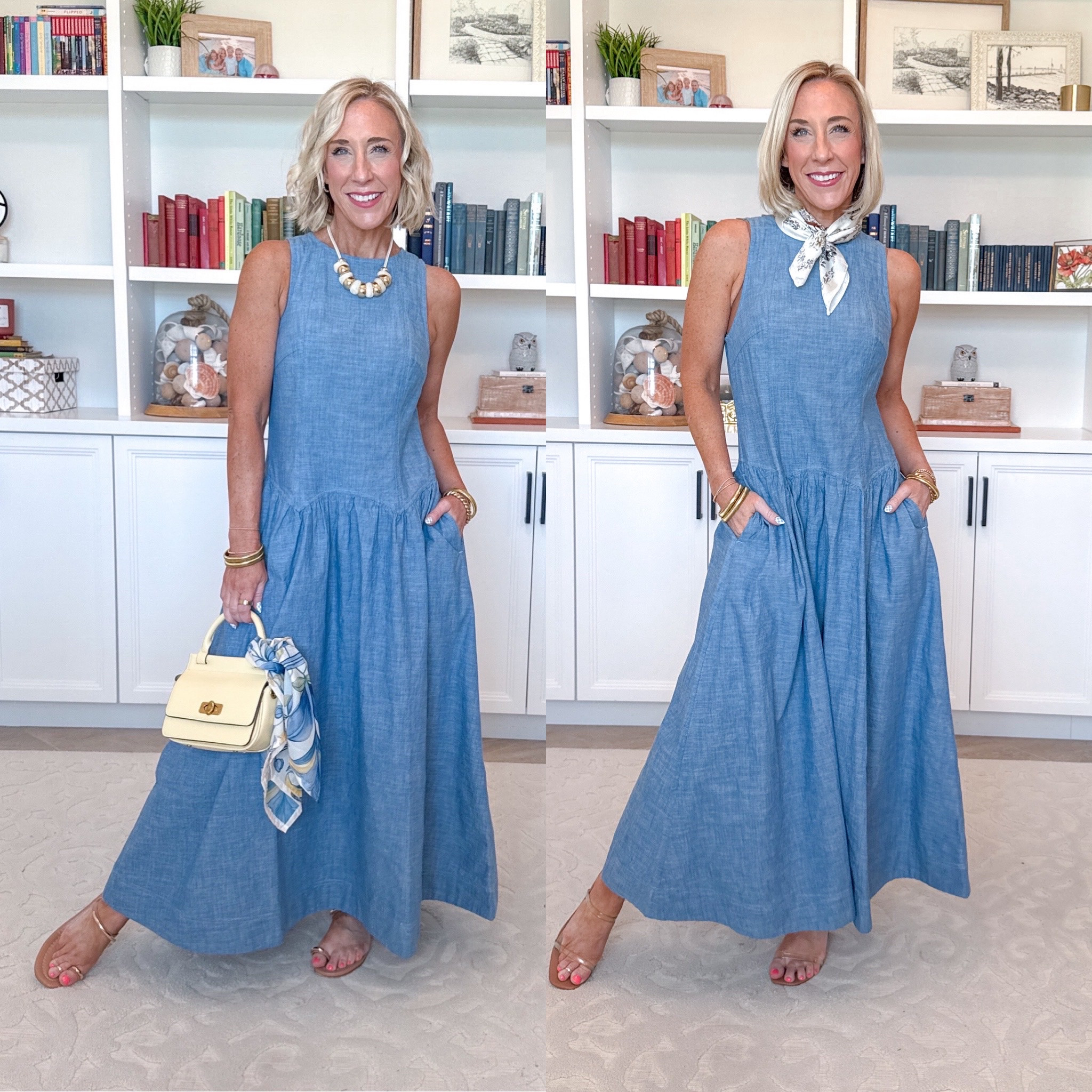 Walmart - red, white & blue finds * Sleeveless Cotton Chambray Racer Back Maxi Dress - size XS. $34. 

 

#LTKSeasonal #LTKOver40