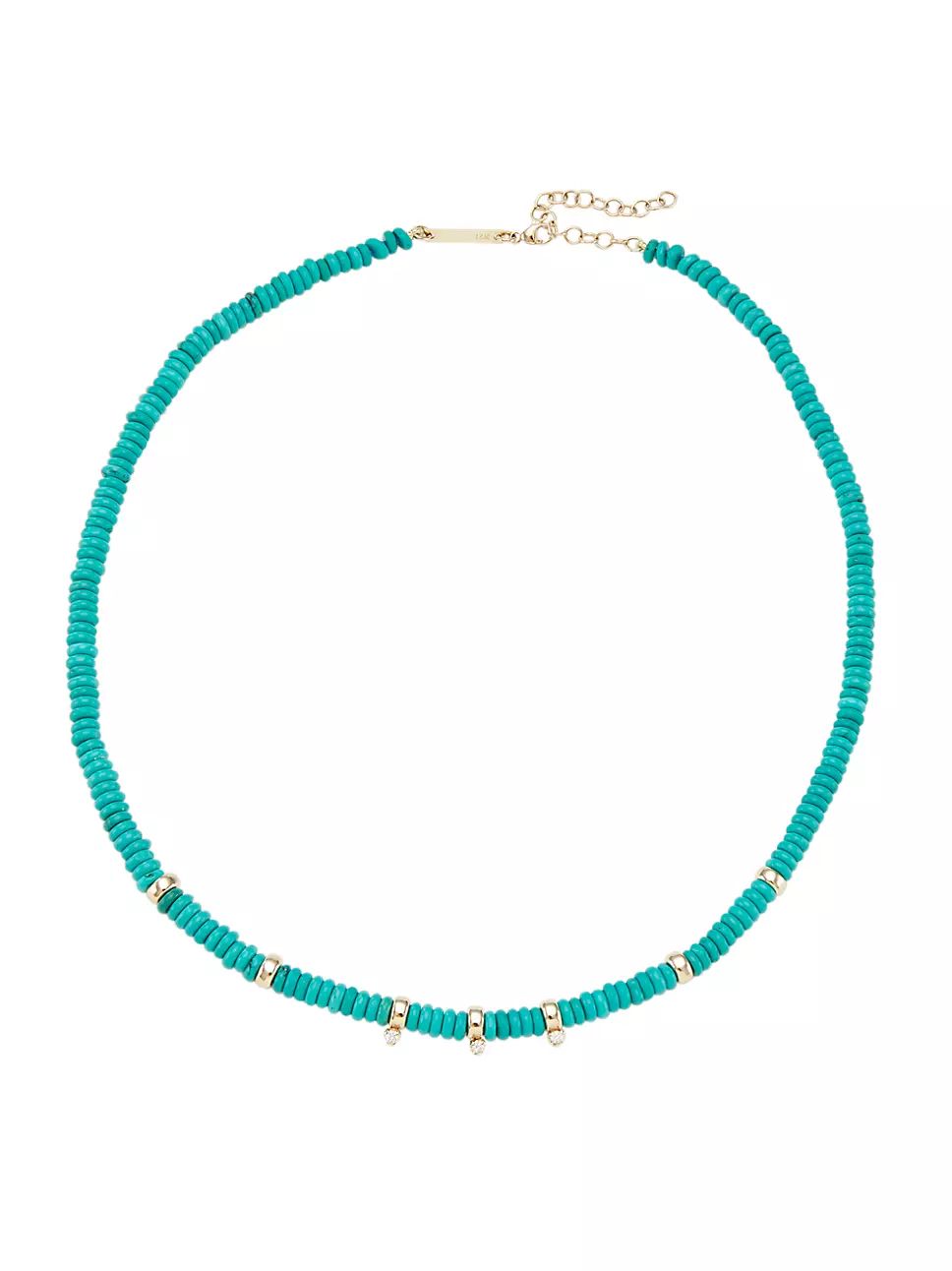 Zoë Chicco 14K Yellow Gold, Turquoise, &amp; Diamond Beaded Necklace | Saks Fifth Avenue