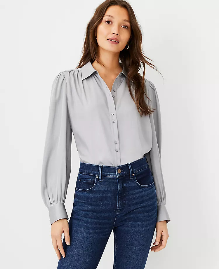 Petite Shirred Blouse | Ann Taylor (US)