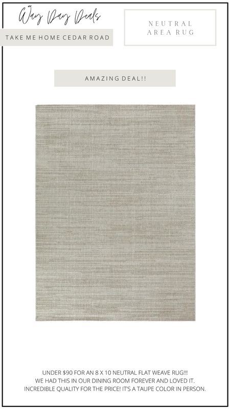 MAJOR sale! Only $83 for an 8 x 10 neutral flat weave area rug. We had this in our dining room and loved it! Pretty taupe color in person and incredible quality for that price! 

Area rug, neutral rug, neutral area rug, living room, dining room, entryway 

#LTKsalealert #LTKhome #LTKfindsunder100