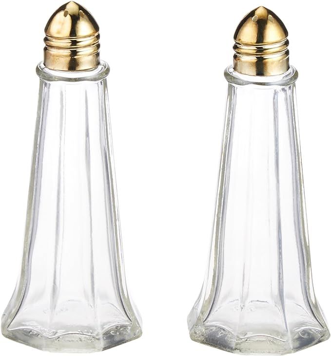 1 oz. (Ounce) Classic Tower Style Salt & Pepper Shaker, Restaurant Shakers, Polished Gold Top, Gl... | Amazon (US)