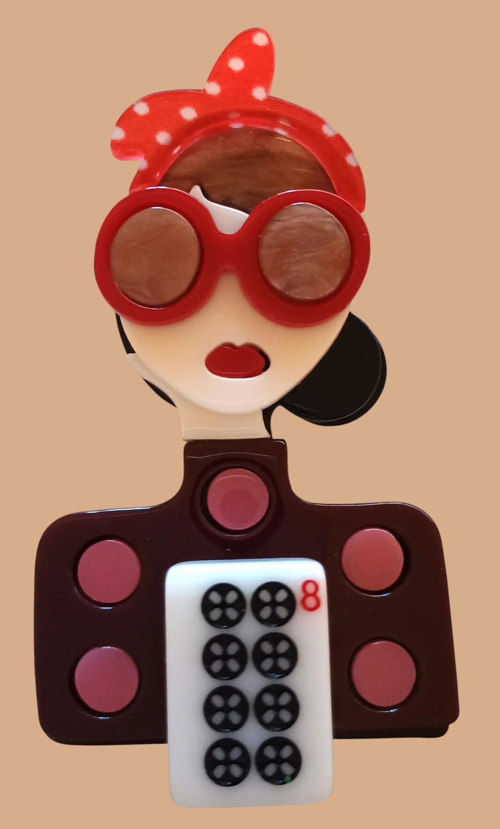 Polka Dot Mahjongg Lady Brooch - Etsy | Etsy (Global)