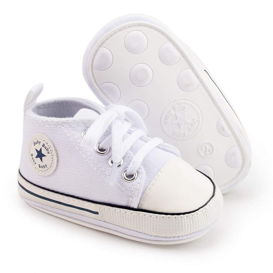 KIDSUN Unisex Baby Boy Girl Canvas Sneaker Soft Sole Infant Lace up Newborn Ankle Toddler First W... | Amazon (US)