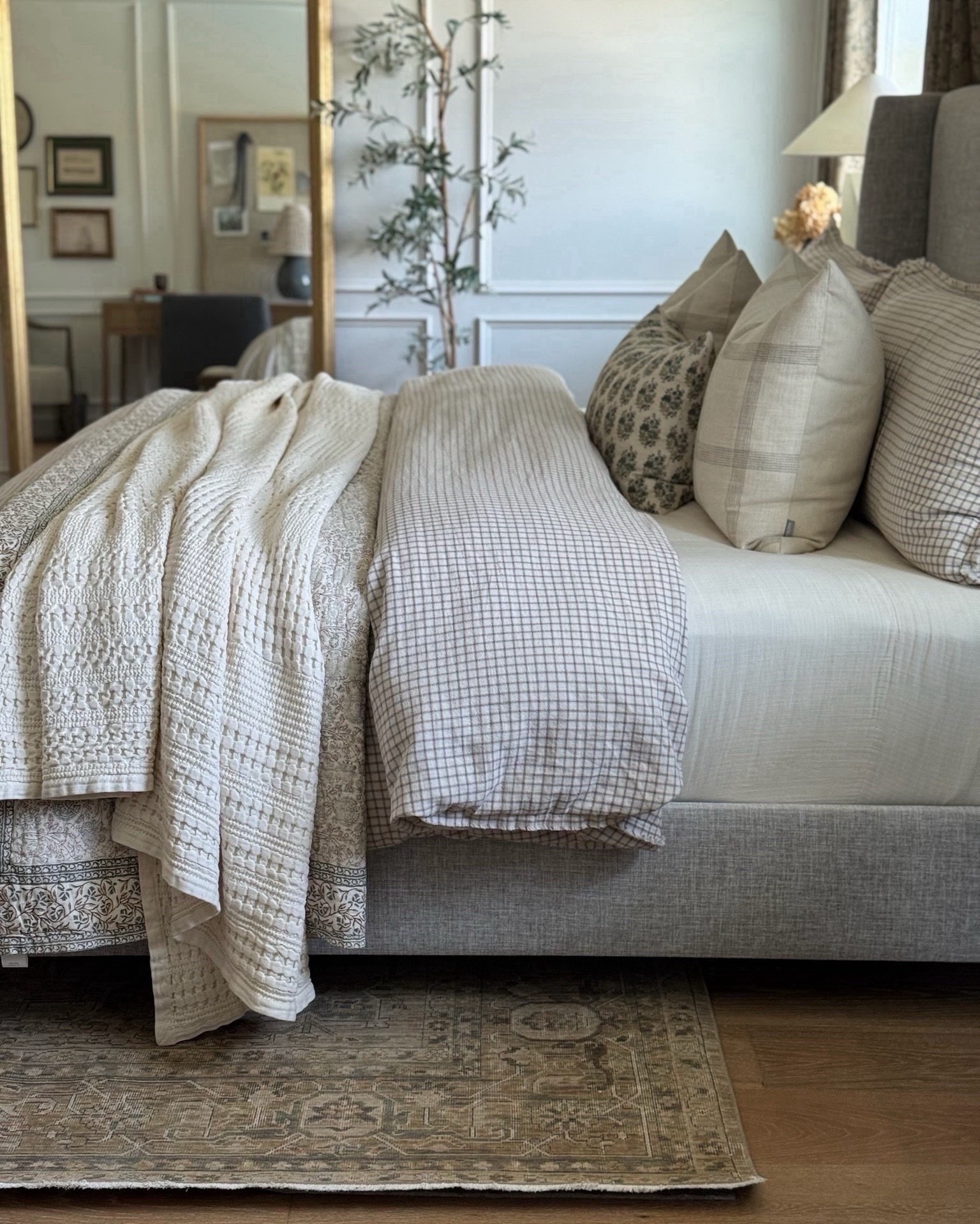 Look at all the earthy tones throughout our beautiful bedroom rug! I’m obsessed. It’s the perfect soft landing spot in our primary, and the pattern play in this space makes me so happy. We have the 7’10” x 9’x10” size under a king and it has been perfect!! 

#LTKSaleAlert #LTKHome