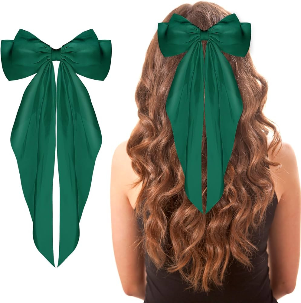 WLLHYF Big Bow Barrettes Long Tail French Ribbon Hair Pins Soft Silky Satin Hair Clip Metal Bowkn... | Amazon (US)