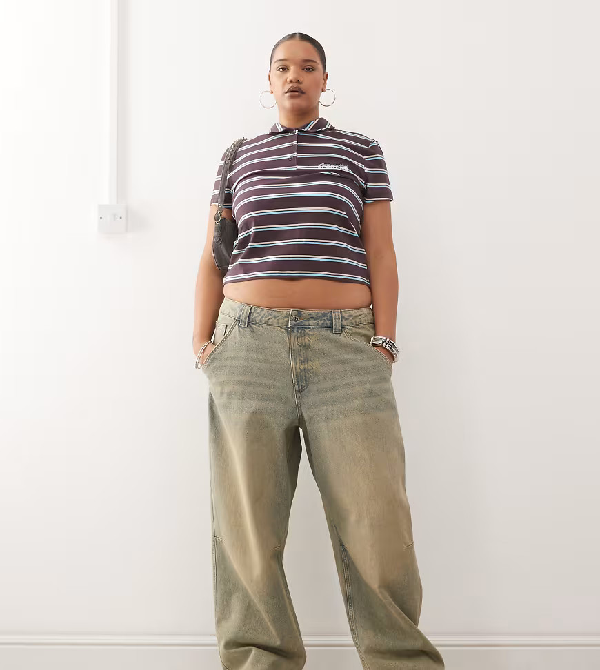 COLLUSION Plus x001 antifit jeans in sunbleach wash-Blue | ASOS (Global)