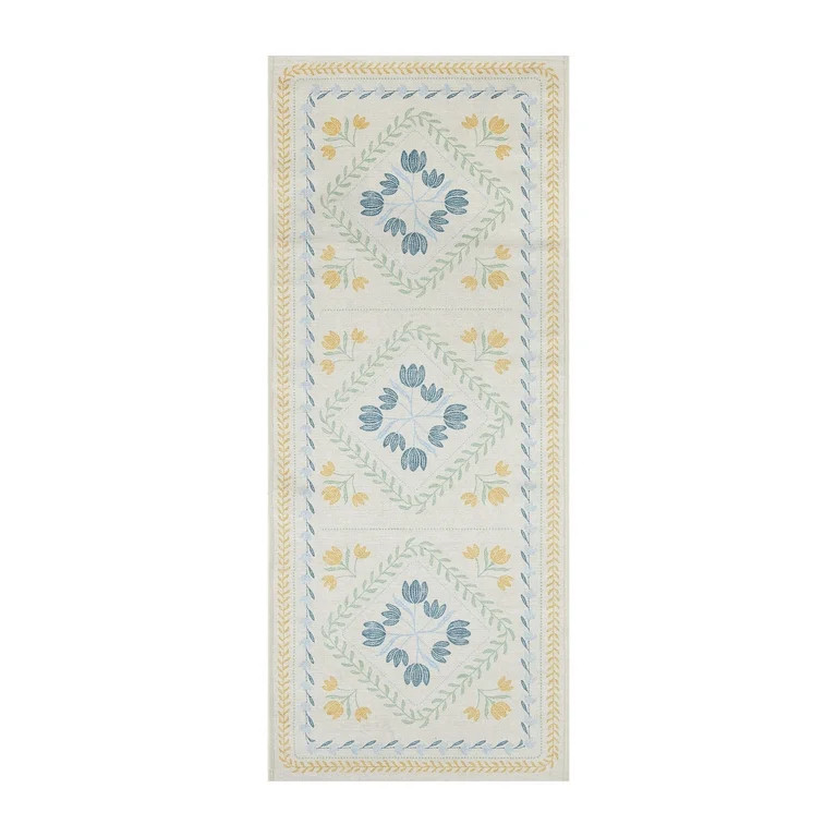 Better Homes & Gardens Soliel Floral Runner Rug, Blue & Yellow, 30" x 72" | Walmart (US)