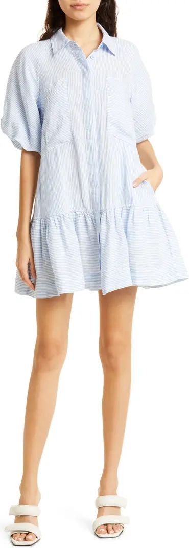 Crissy Stripe Linen Mini Shirtdress | Nordstrom