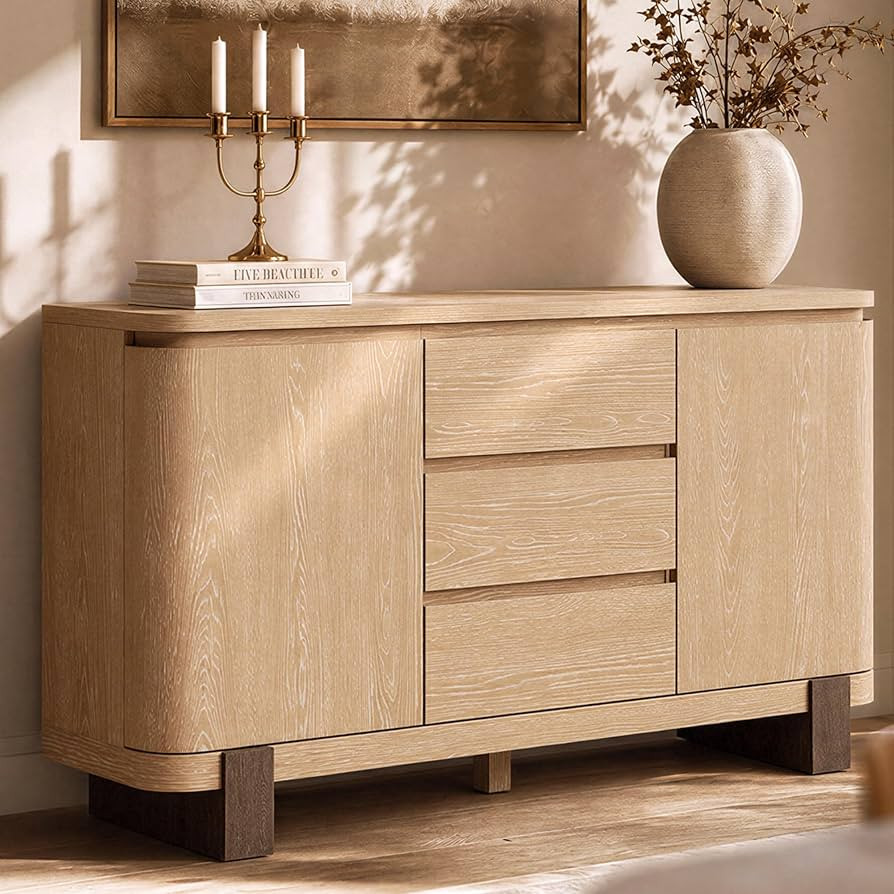 ModernMate 56 Inch Sideboard Buffet Cabinet, Storage Credenza with 3 Drawers and 2 Doors, Modern ... | Amazon (US)