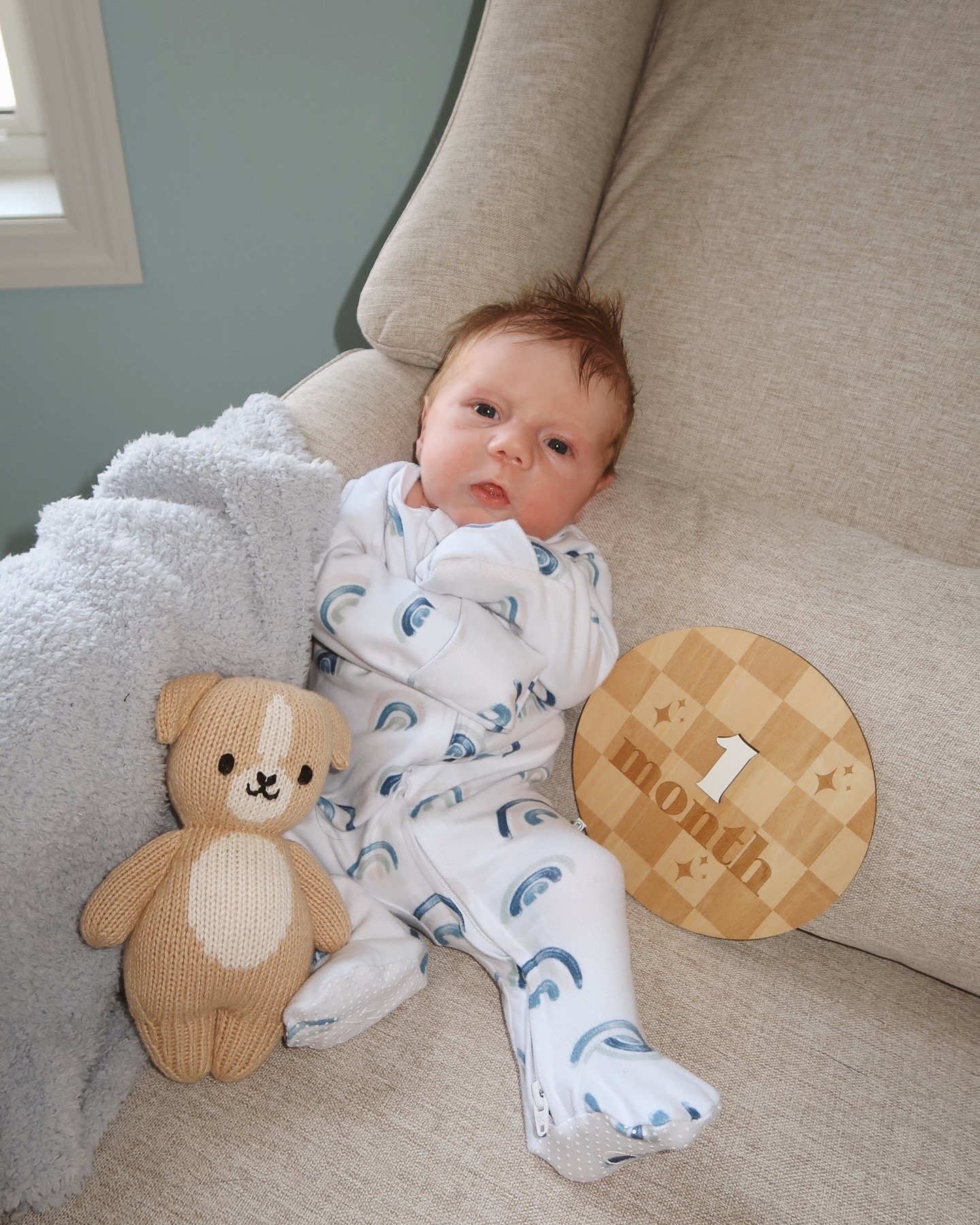 ONE MONTH with our rainbow baby boy 🥹🌈🩵 honestly shocked he stayed (kinda) still for these photos! this little boy loves to MOVE! the last pic is giving “mom are you don’t yet, when can I have the 🍈🍈” 😂

Cole is currently…

🍼 now back to birth weight and sleeping longer stretches at night! here’s hoping that continues becauseeee
🍼 only napping in his solly baby wrap, while attached to me 😂  who needs a bassinet for daytime naps when you have your mama, right?!
🍼 constantly wanting to move! whether it’s squirming around, kicking or being held + walked at the same time! guess that’s unsurprising since he never could stay still while in my tummy! the doctor had to chase him around with the doppler in the early days 🤪
🍼 still loving his daily walks with O Gorl 🦮
🍼 now wearing some 0-3 onesies and moved up to size 1 diapers. I *may* have shed a tear when I realized he was starting to outgrow newborn sizes 🥲

we love you, Cole!! can’t wait for all the smiles and snuggles the next month will bring!

#newmom #rainbowbaby #newbornlife

#LTKBaby #LTKFindsUnder50