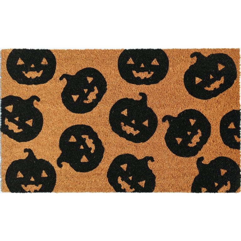 Halloween Black Pumpkin Outdoor Coir Mat, by Way To Celebrate - Walmart.com | Walmart (US)