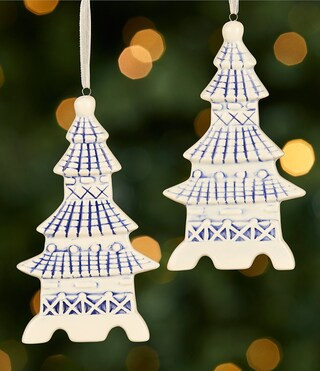 Southern Living Blue Christmas Collection Pagoda Ornament, Set of 2 | Dillard's | Dillard's