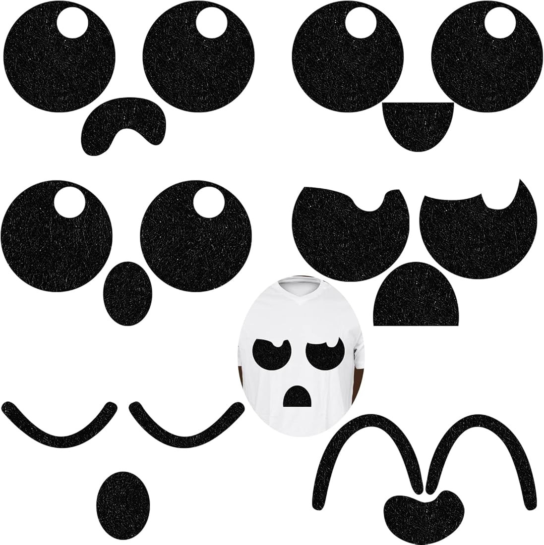 6 Sheets Halloween Adhesive Felt Halloween Cute Ghosts Emoticons Style Felt Irregular Shape DIY F... | Amazon (US)