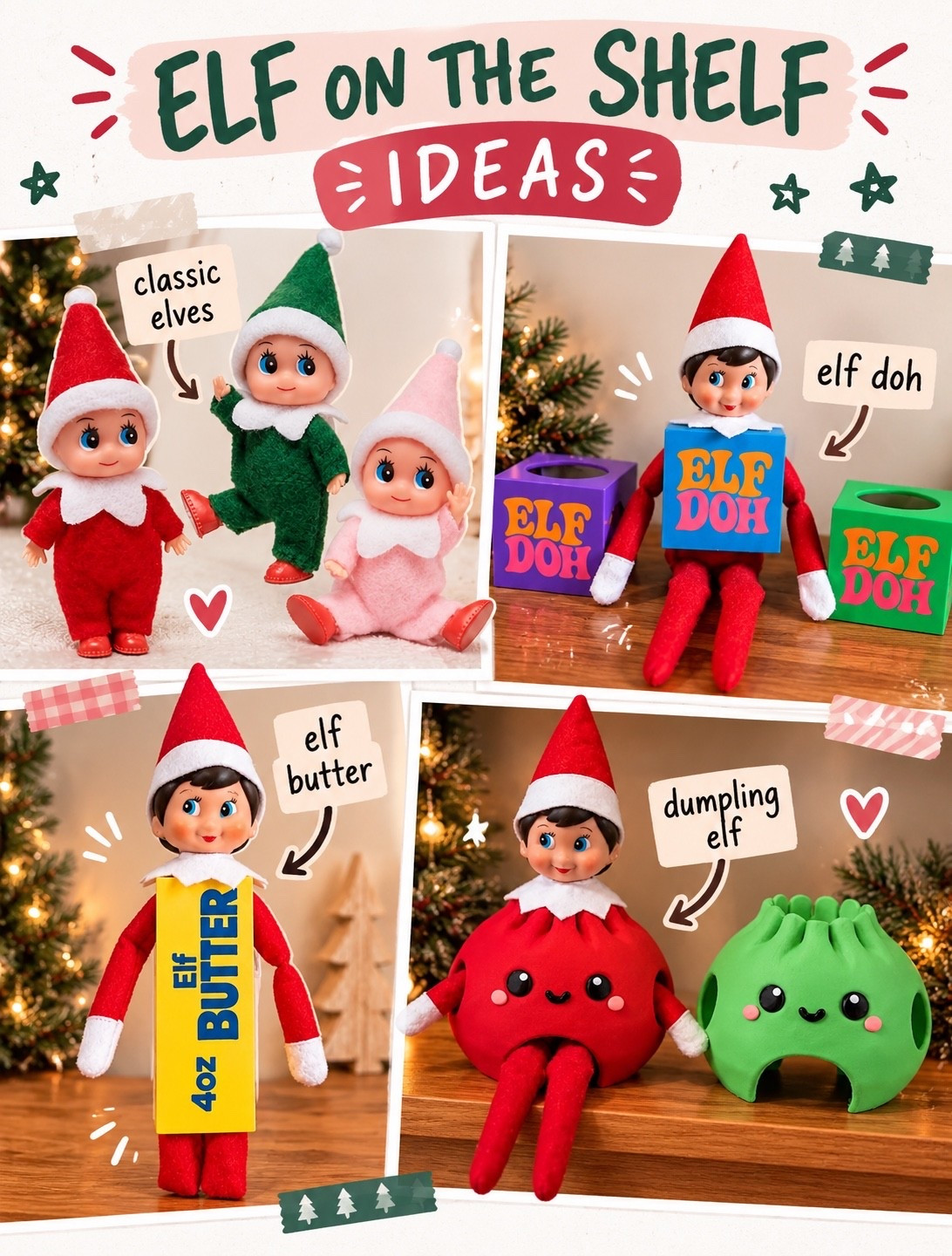 The cutest ideas for elf on the shelf this year! My kids are obsessed with squishies and NeeDoh so they’re gonna get a kick out of this ￼