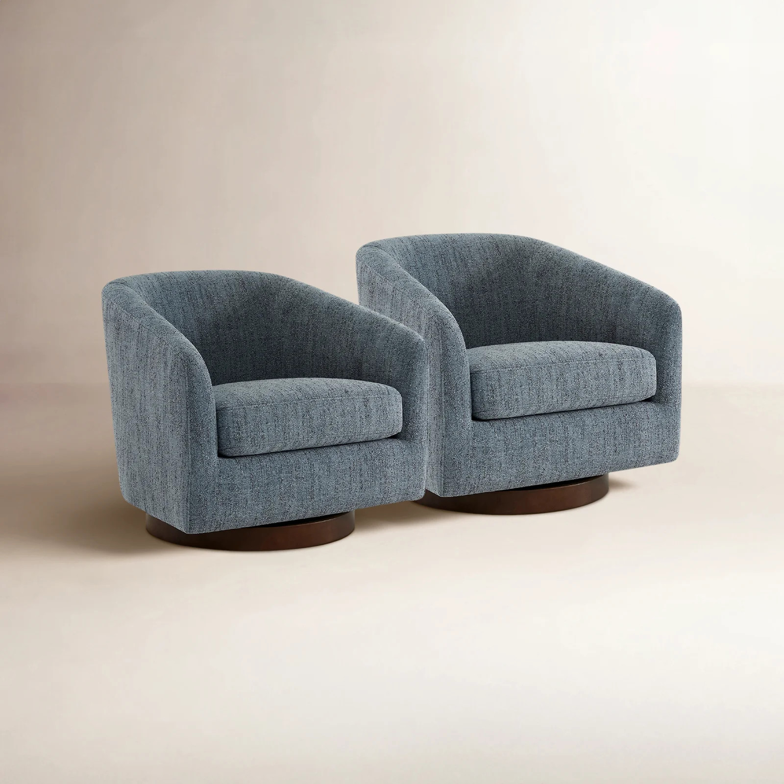 Bennett Linen Swivel Barrel Chair | Birch Lane